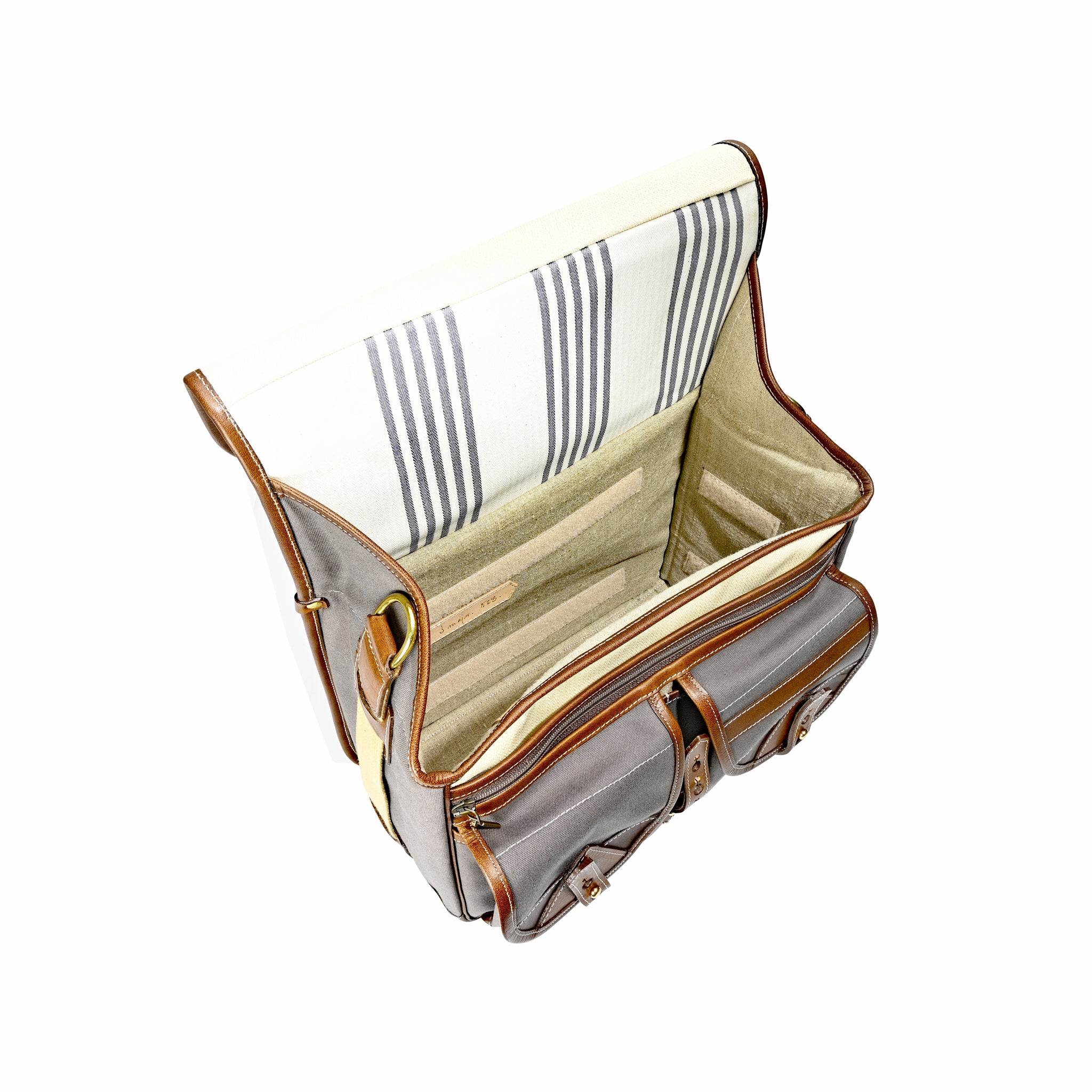 Fogg B-Major Satchel Grey Fabric with Havana Leather