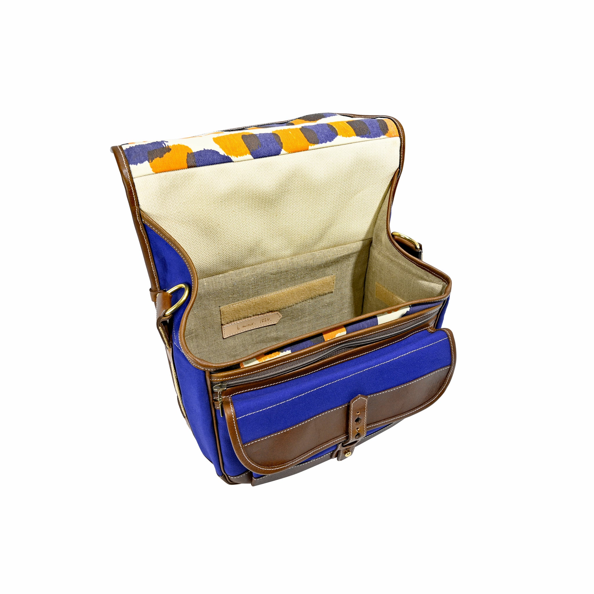 Sacoche Fogg B-Minor Tissu vert et cuir Havane