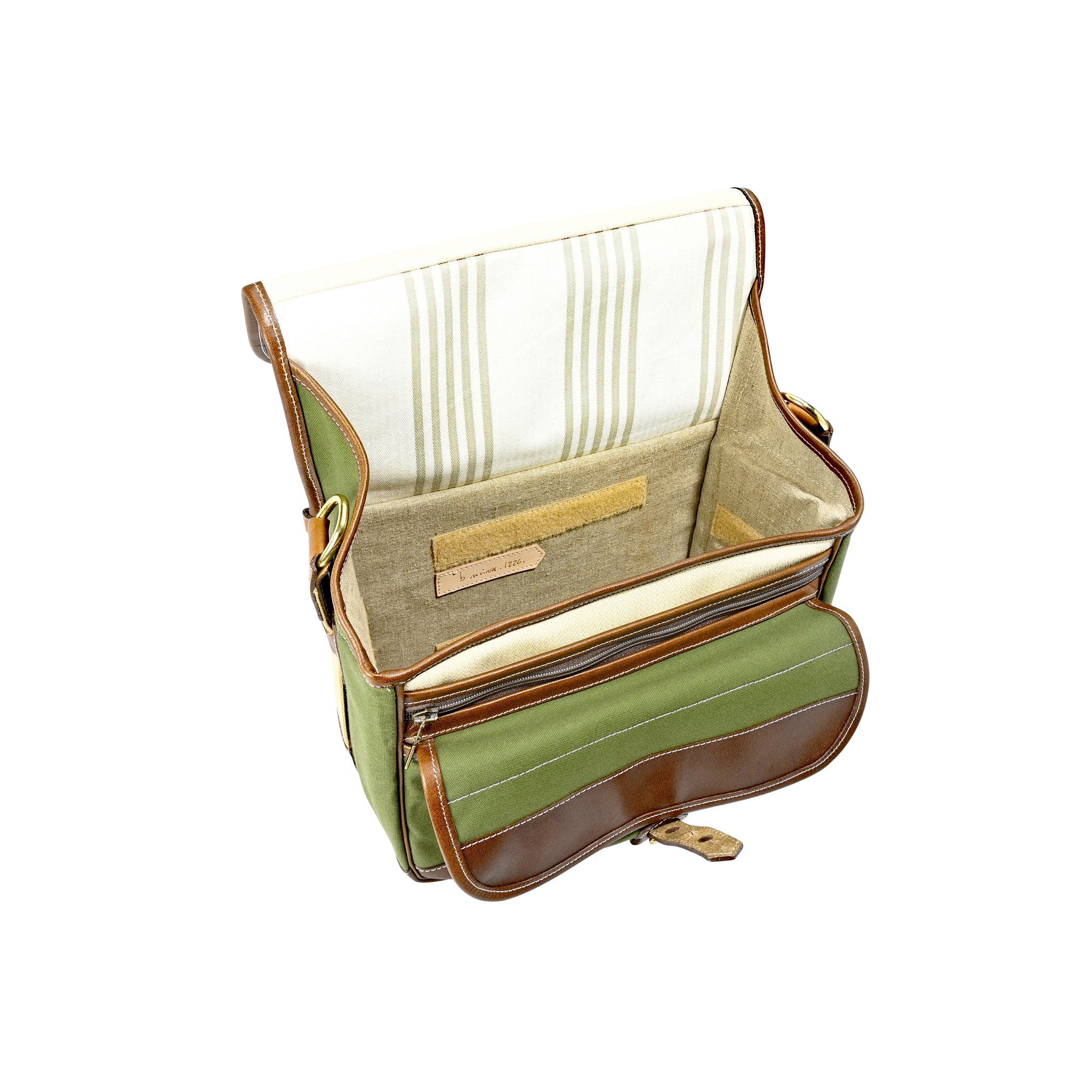 Sacoche Fogg B-Minor Tissu vert et cuir Havane