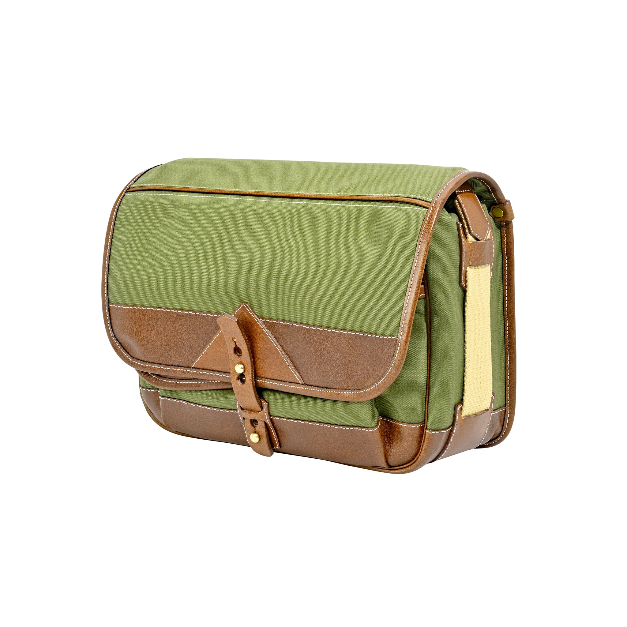 Fogg B-Sharp Satchel Tela Verde con Piel Habana