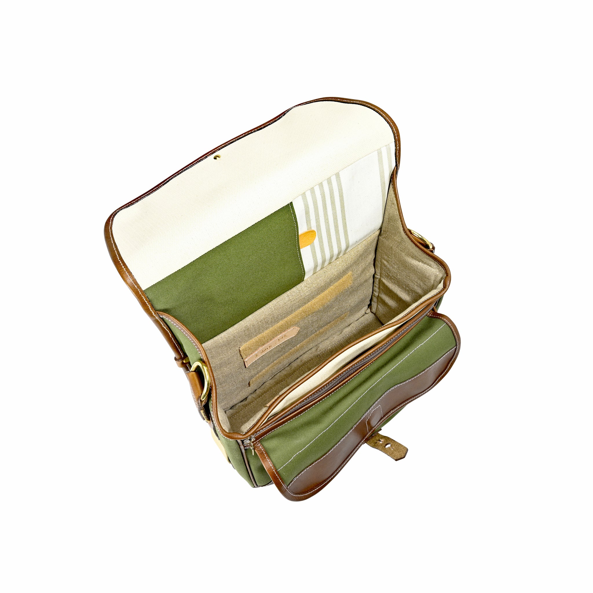 Fogg B-Sharp Satchel Green Fabric with Havana Leather