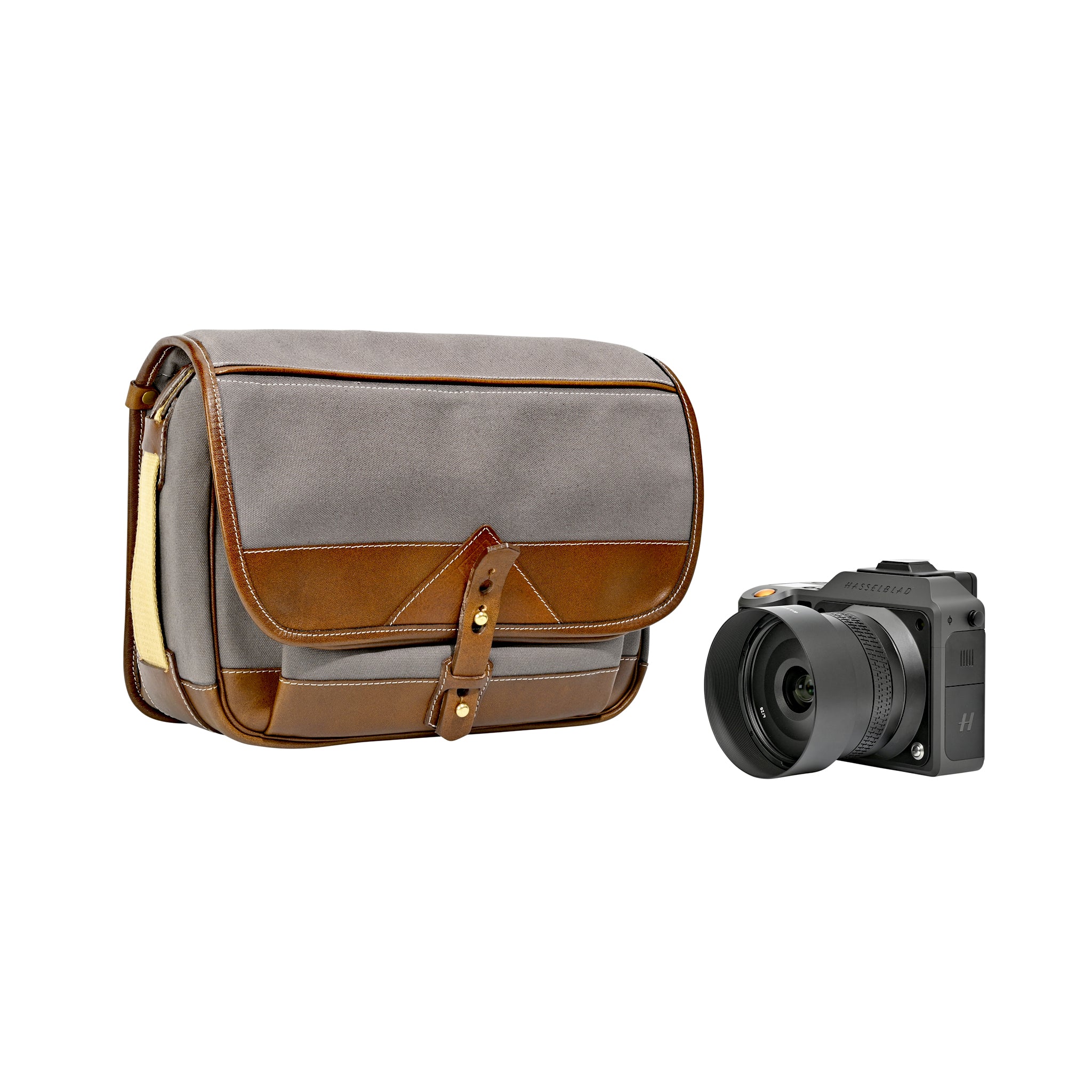 Fogg B-Sharp Satchel Tela Gris Oscuro con Piel Habana
