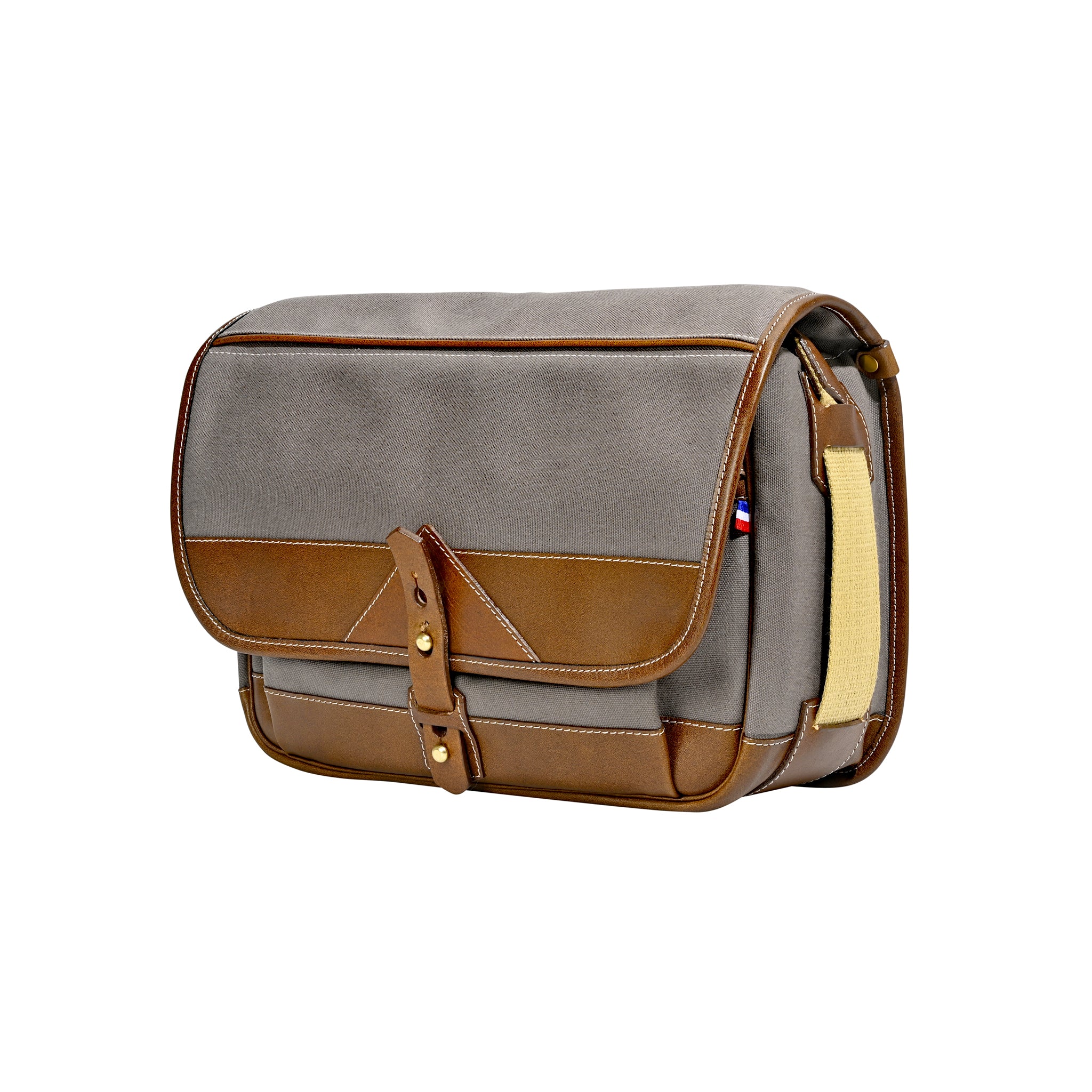 Fogg B-Sharp Satchel Tela Gris Oscuro con Piel Habana