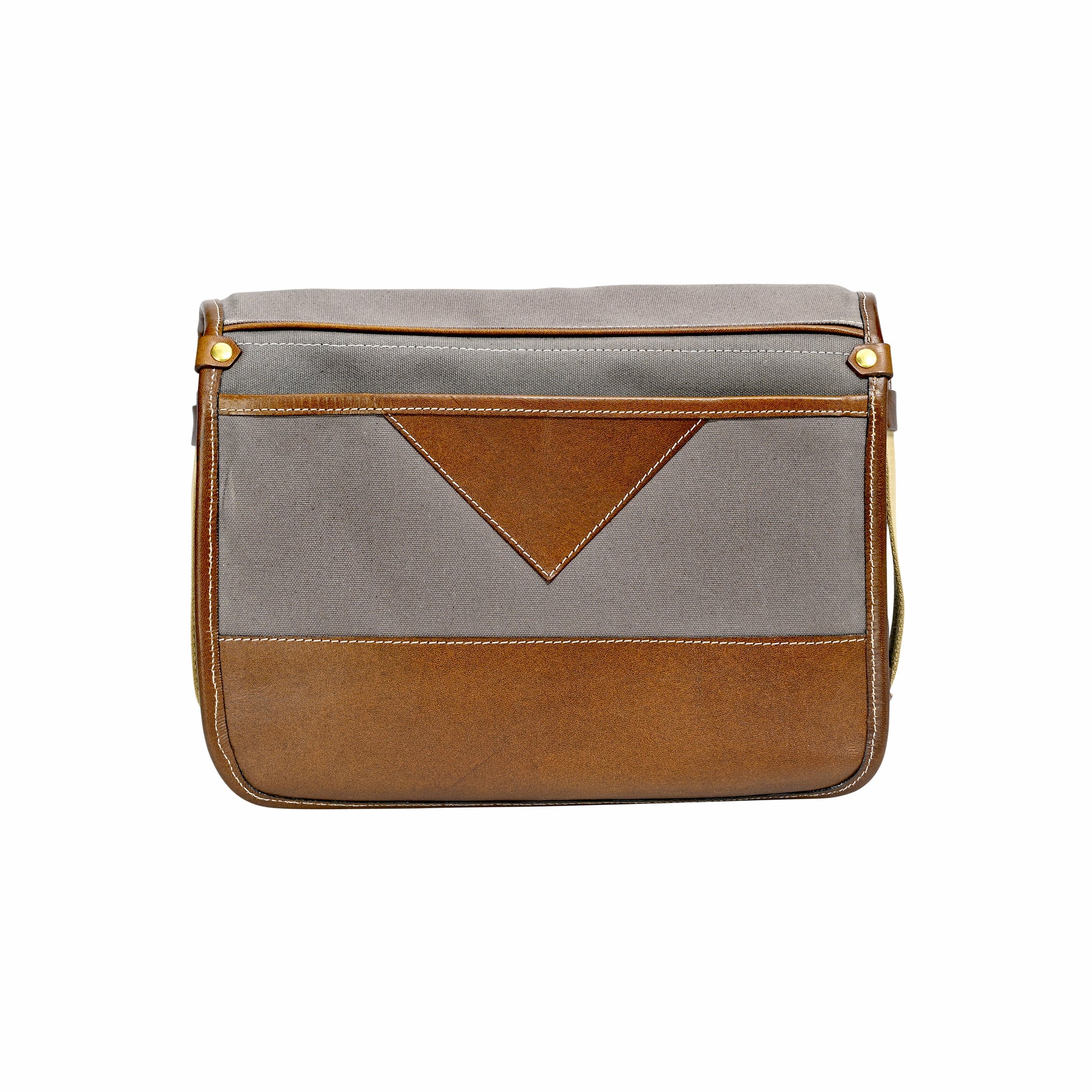Fogg B-Sharp Satchel Tela Gris Oscuro con Piel Habana