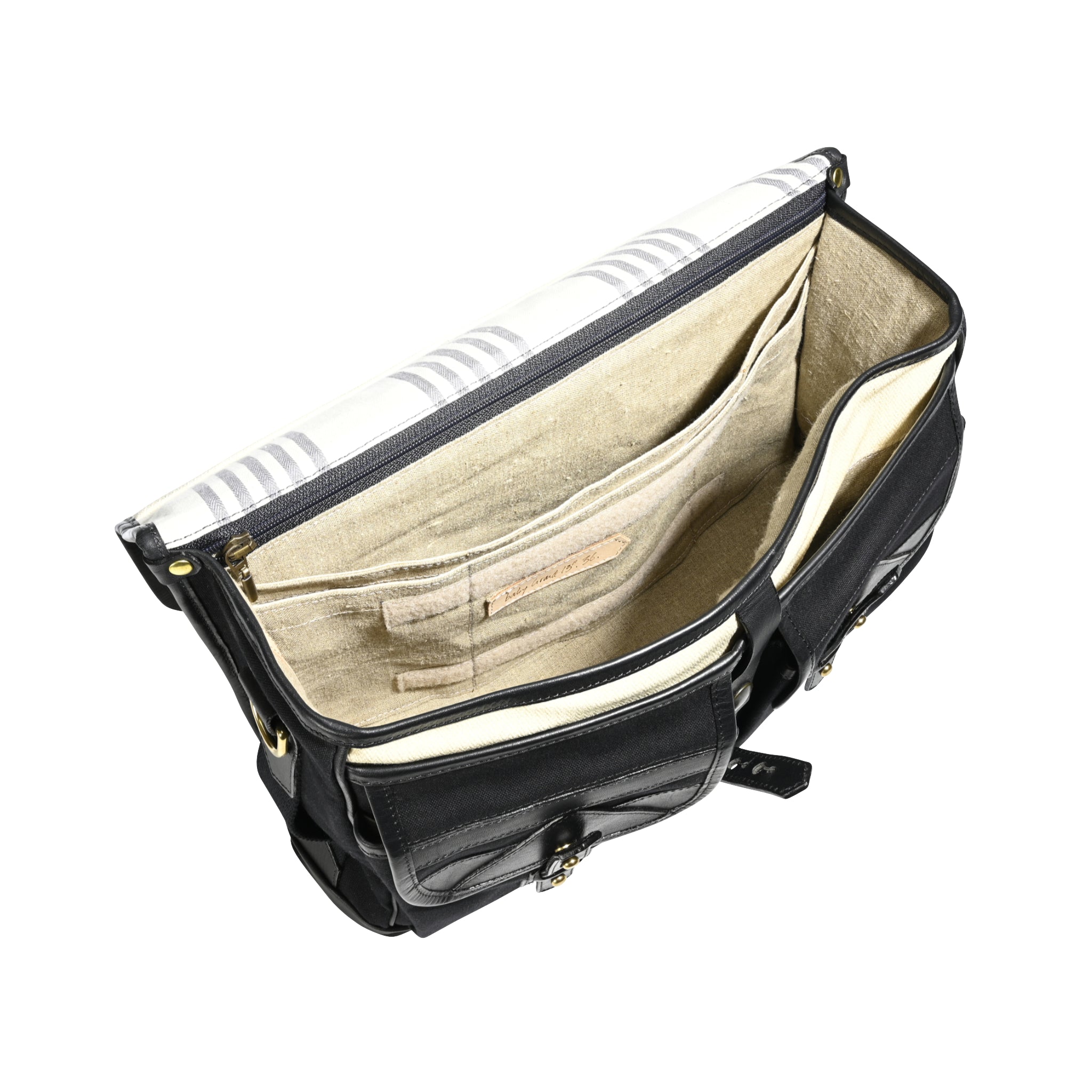 Fogg Baby Grand 13" Messenger Bag Black Fabric with Black Leather