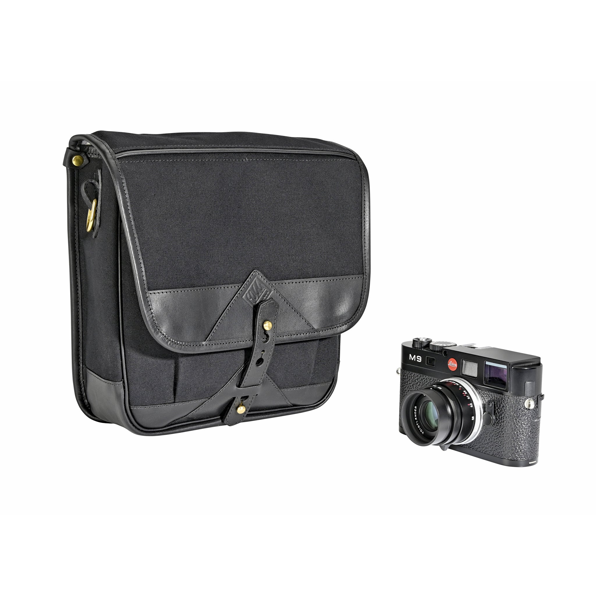 Fogg Can-Can Satchel Tela Negra con Piel Negra