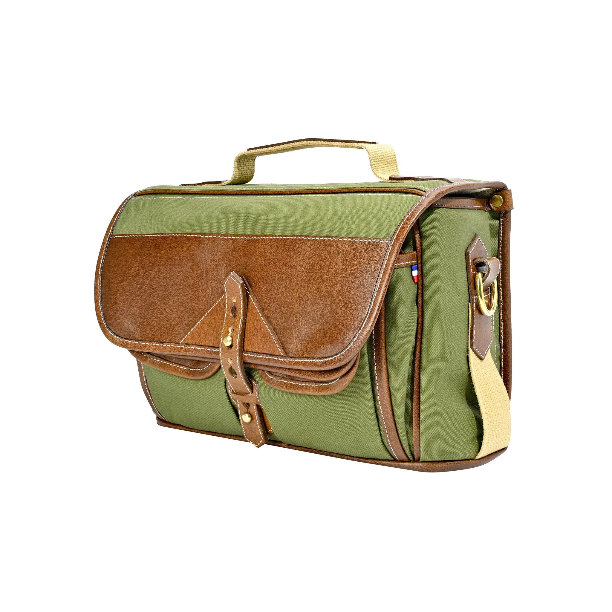 Fogg Last Waltz Satchel Tela Verde con Piel Habana