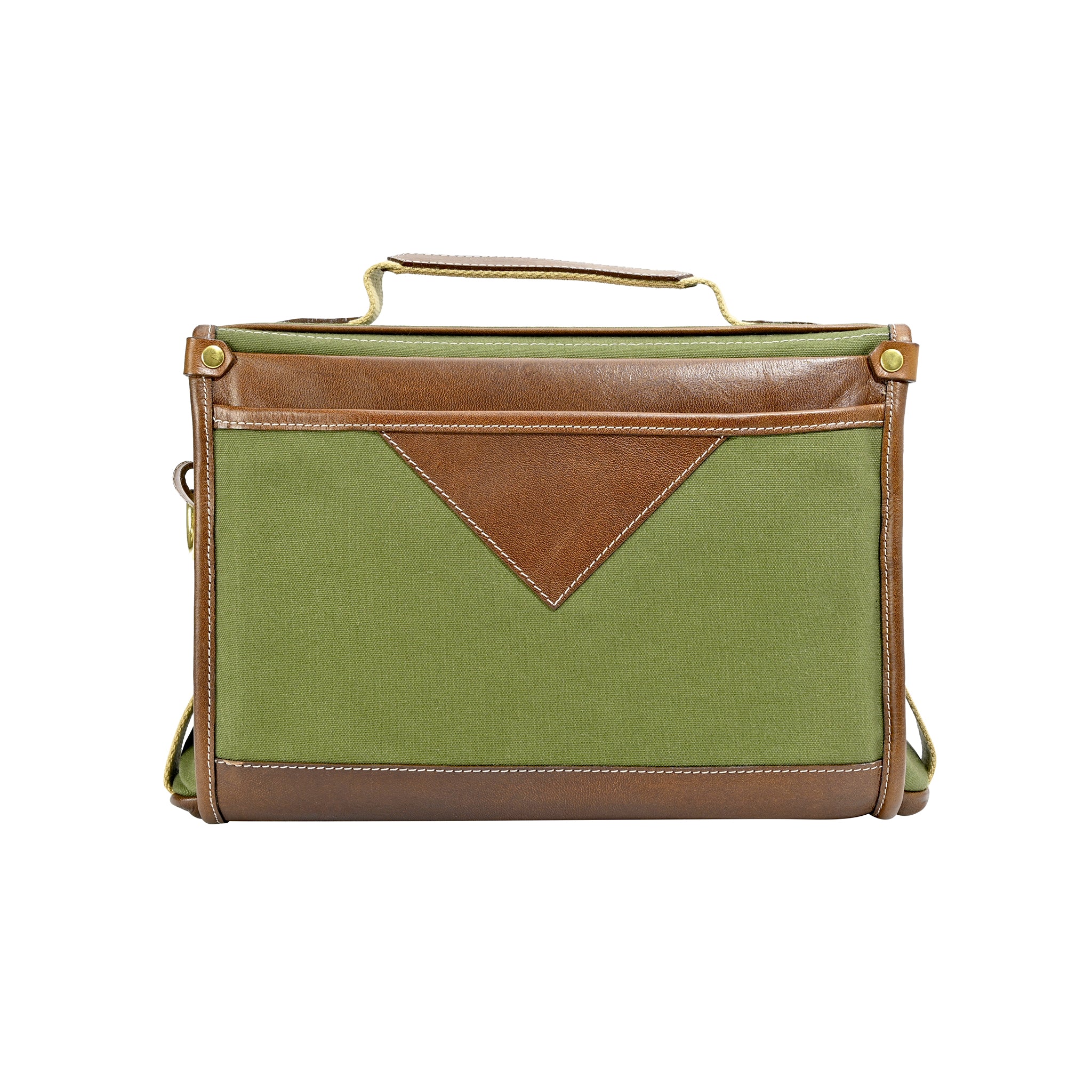 Sacoche Fogg Last Waltz Tissu Vert et Cuir Havane