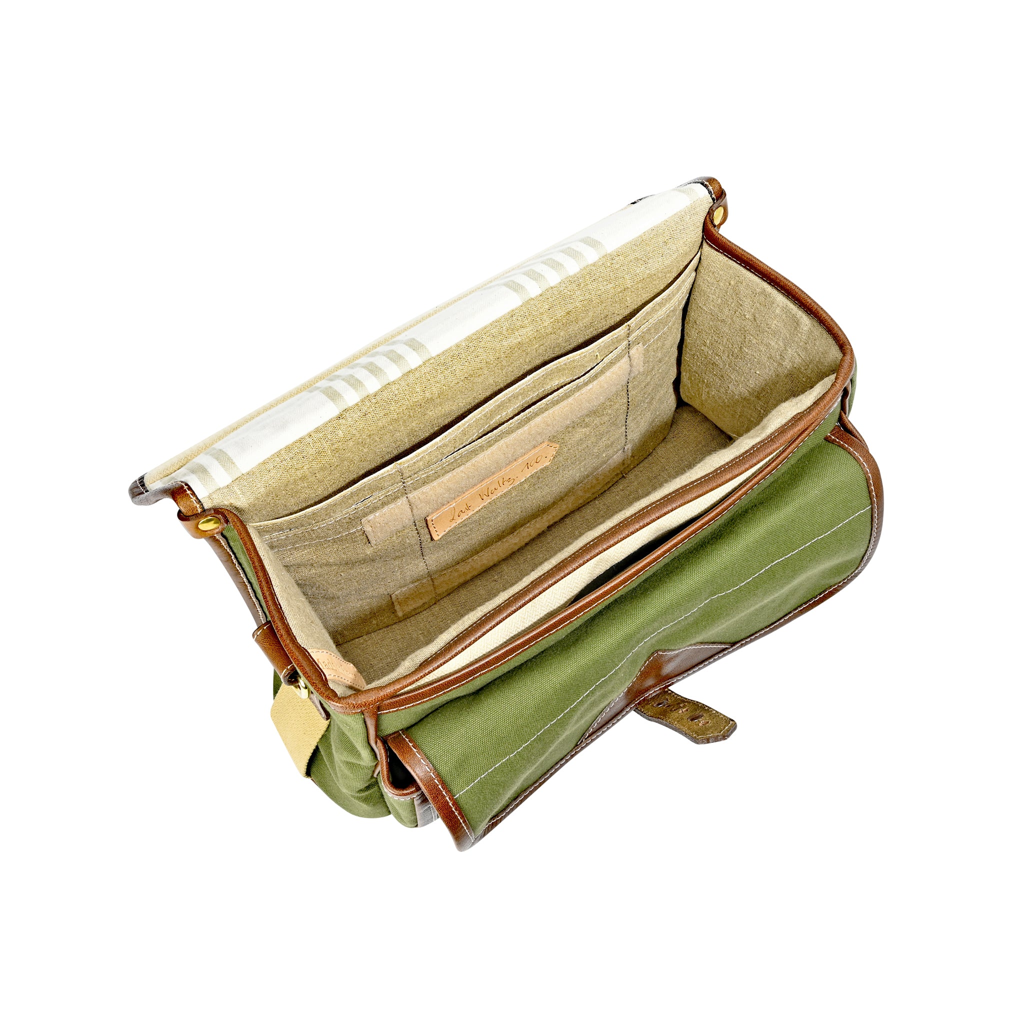 Sacoche Fogg Last Waltz Tissu Vert et Cuir Havane