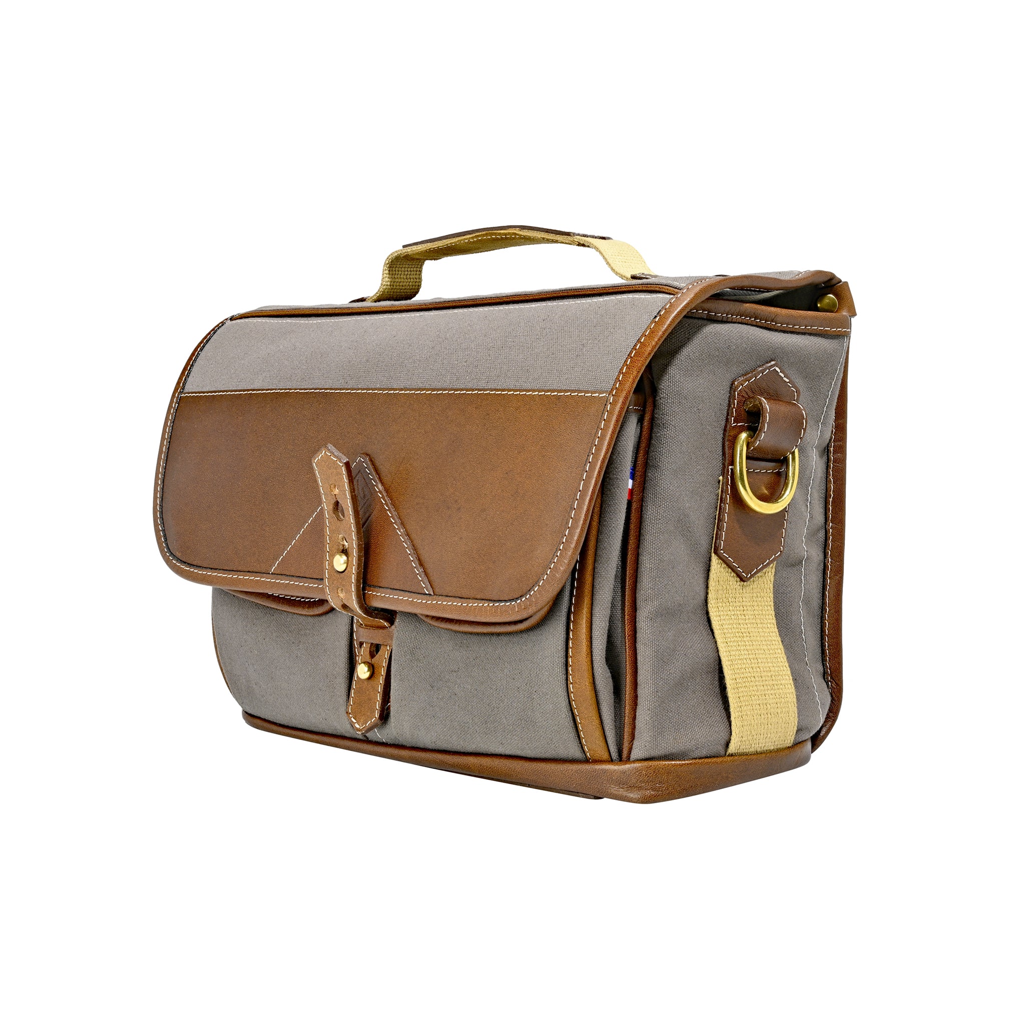Fogg Last Waltz Satchel Tela Gris con Piel Habana