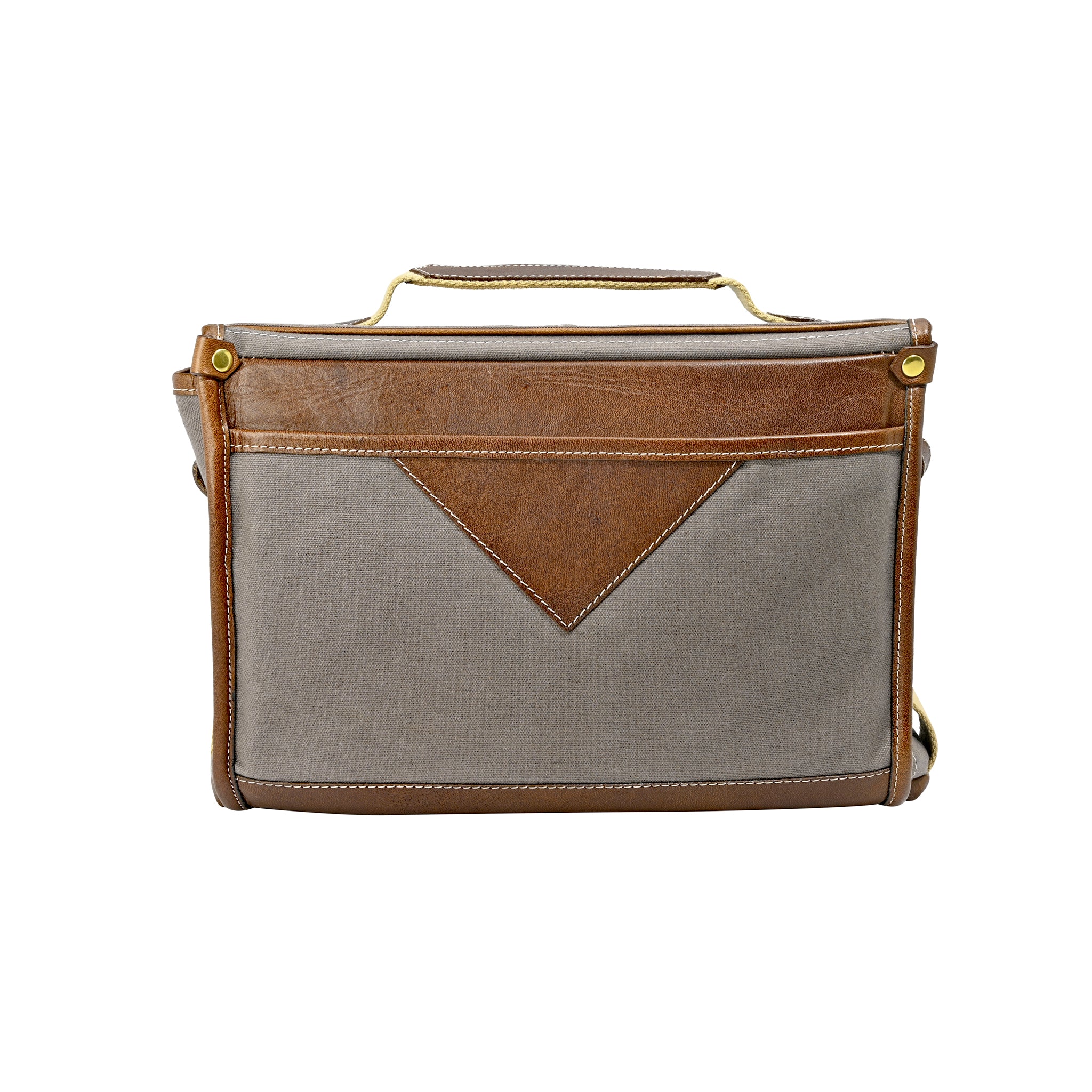 Fogg Last Waltz Satchel Grey Fabric with Havana Leather