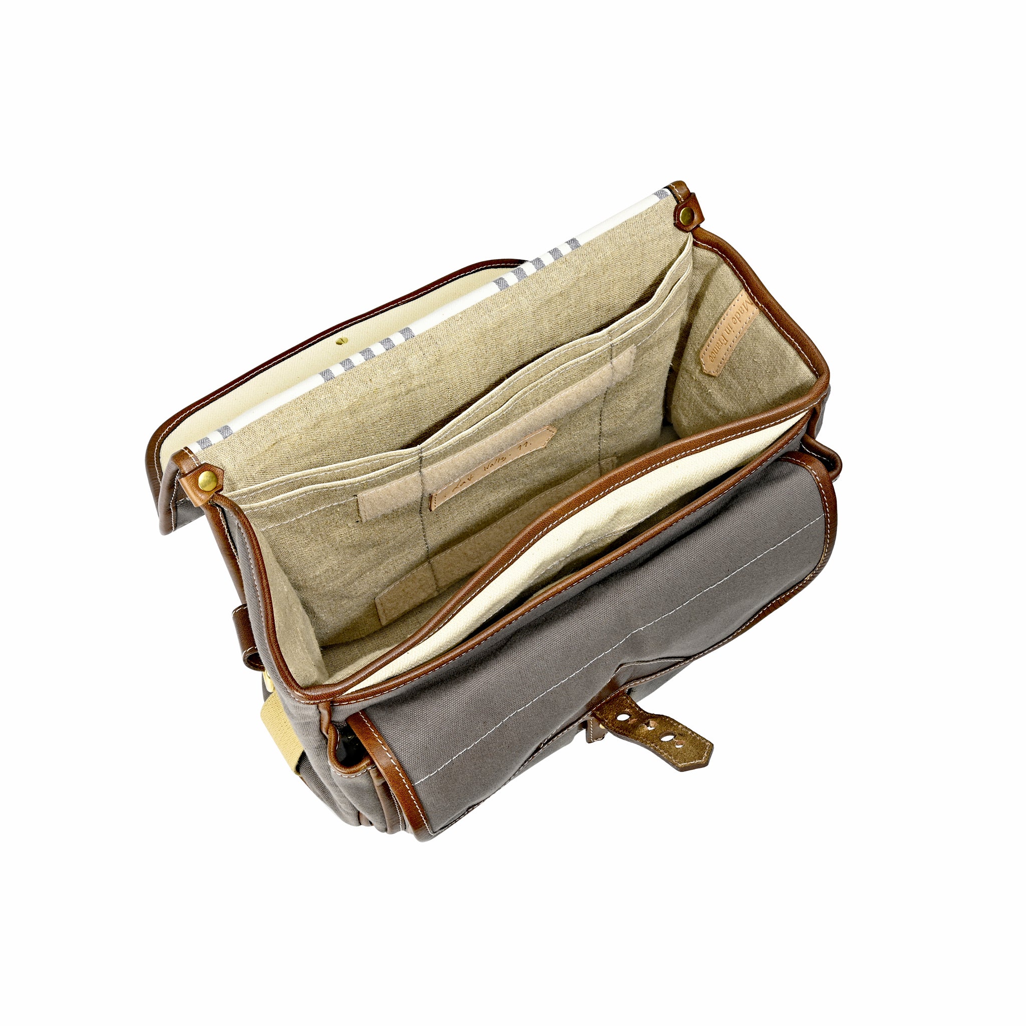 Fogg Last Waltz Satchel Grey Fabric with Havana Leather