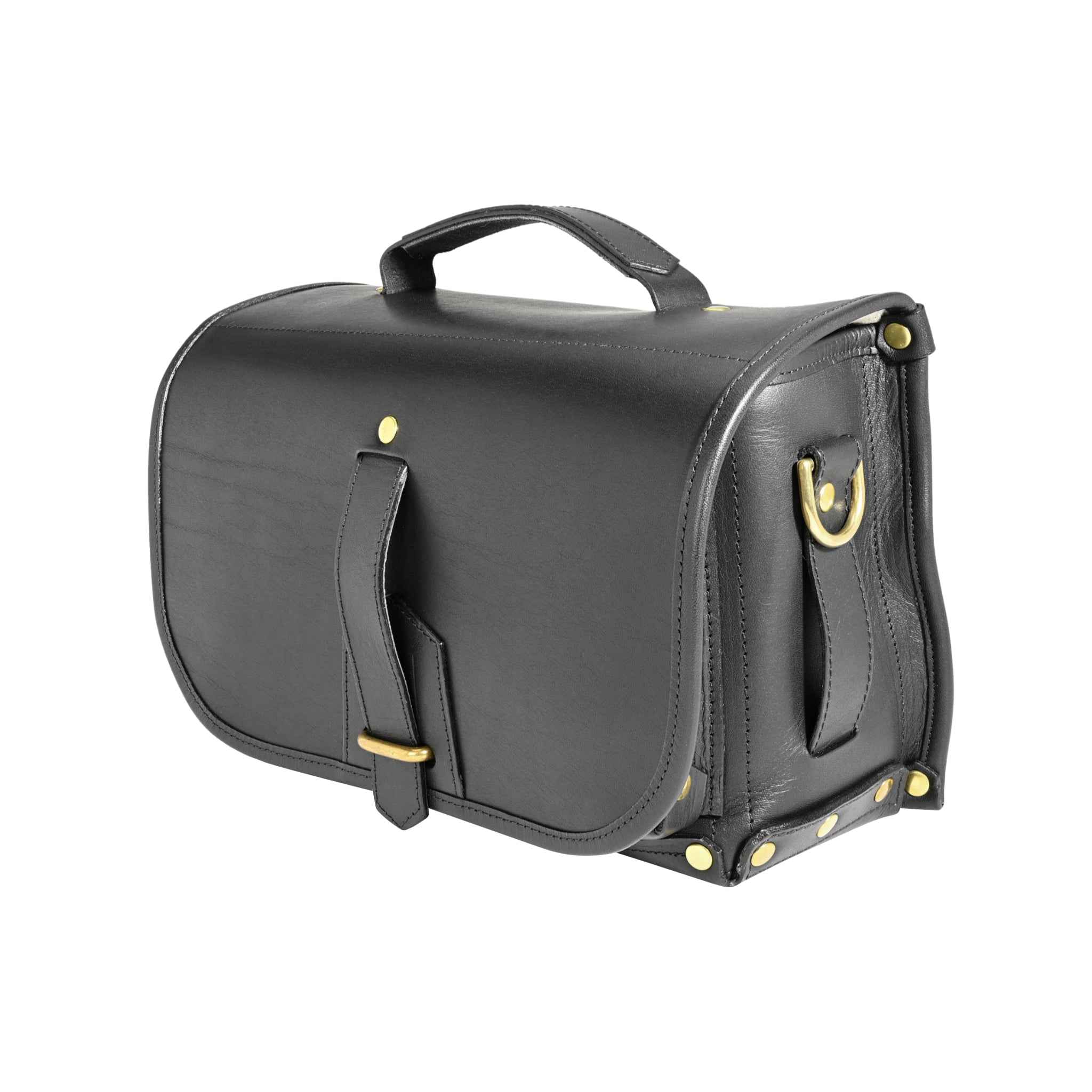 Sacoche Fogg Satchmo Cuir noir avec bordure en cuir noir