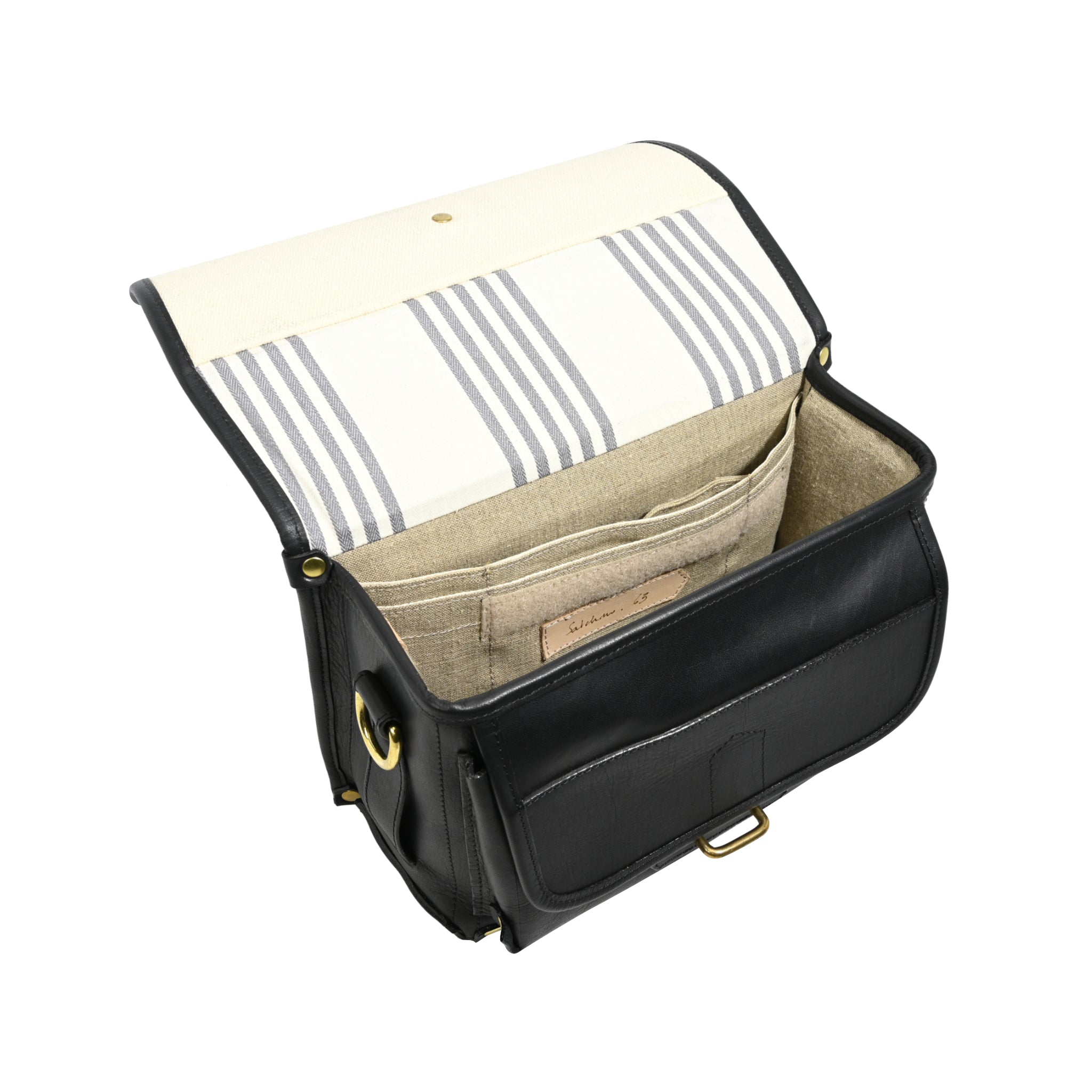Sacoche Fogg Satchmo Cuir noir avec bordure en cuir noir