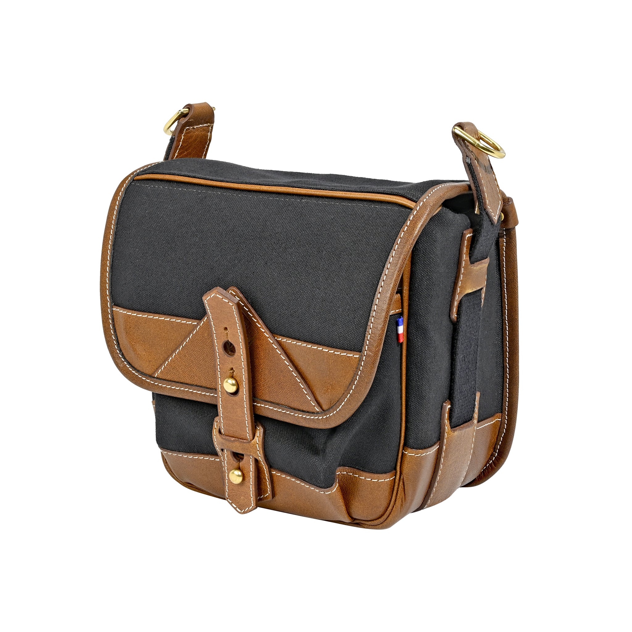 Fogg Soprano Satchel Tela Negra con Piel Habana