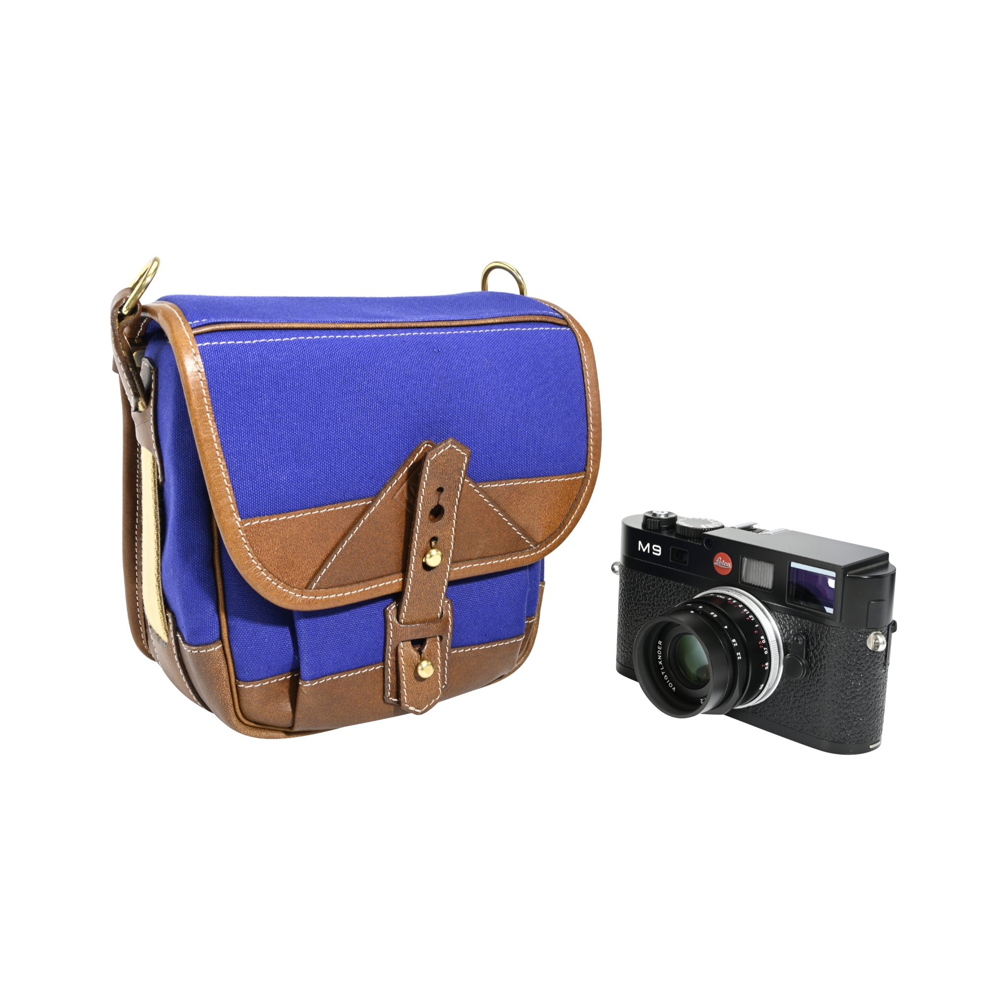 Fogg Soprano Satchel "Bleu Edition" Blue Fabric with Havana Leather