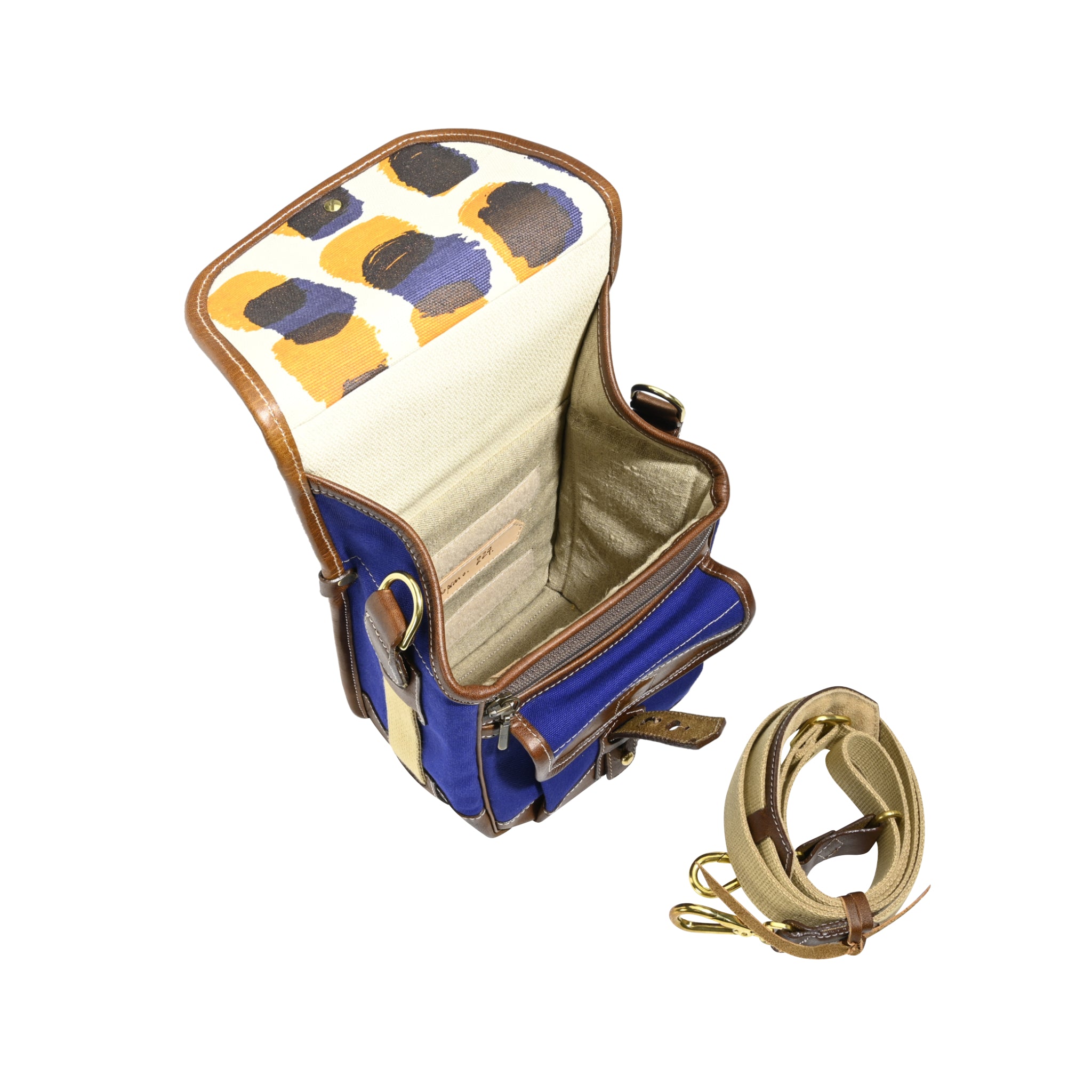 Fogg Soprano Satchel "Bleu Edition" Blue Fabric with Havana Leather