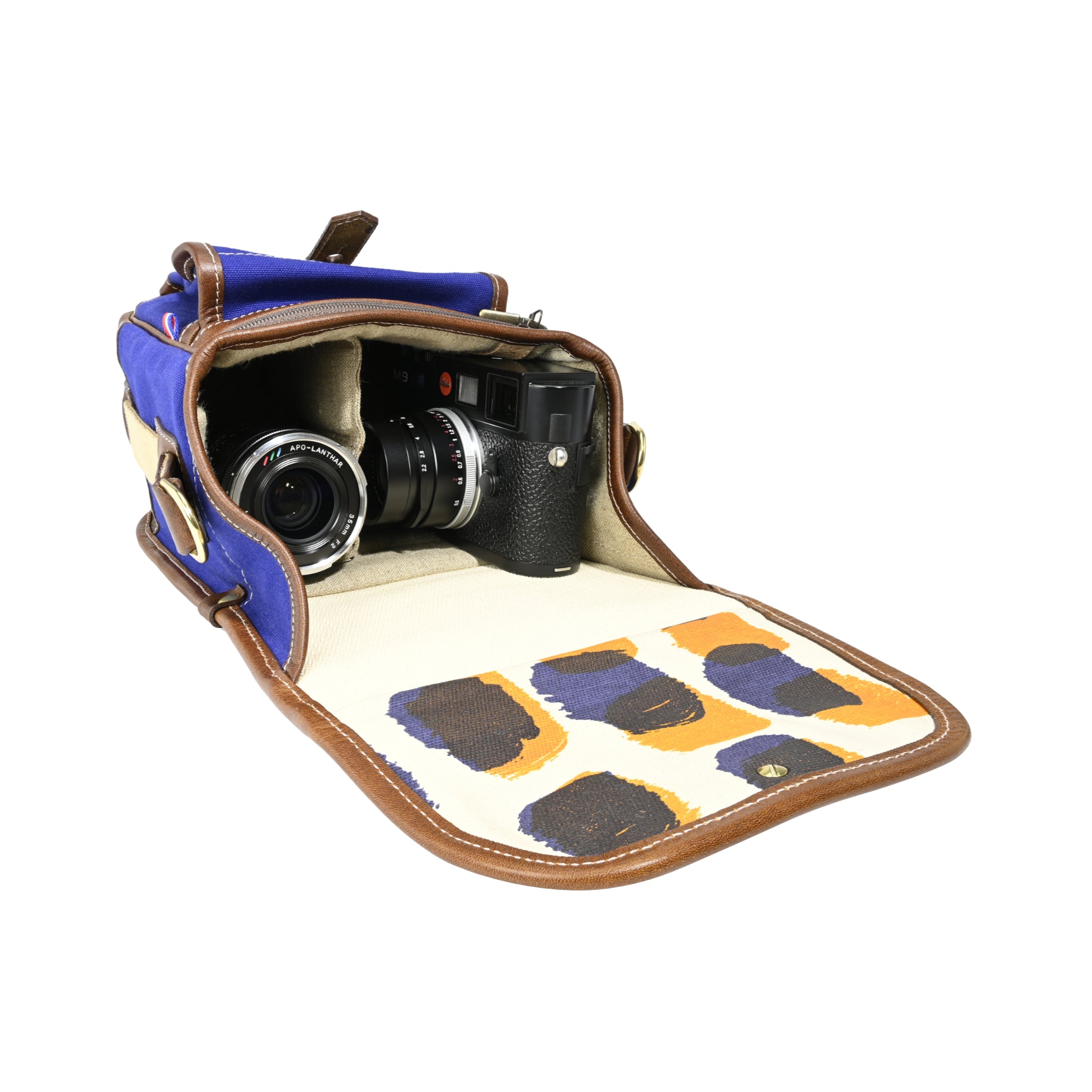 Fogg Soprano Satchel "Bleu Edition" Blue Fabric with Havana Leather