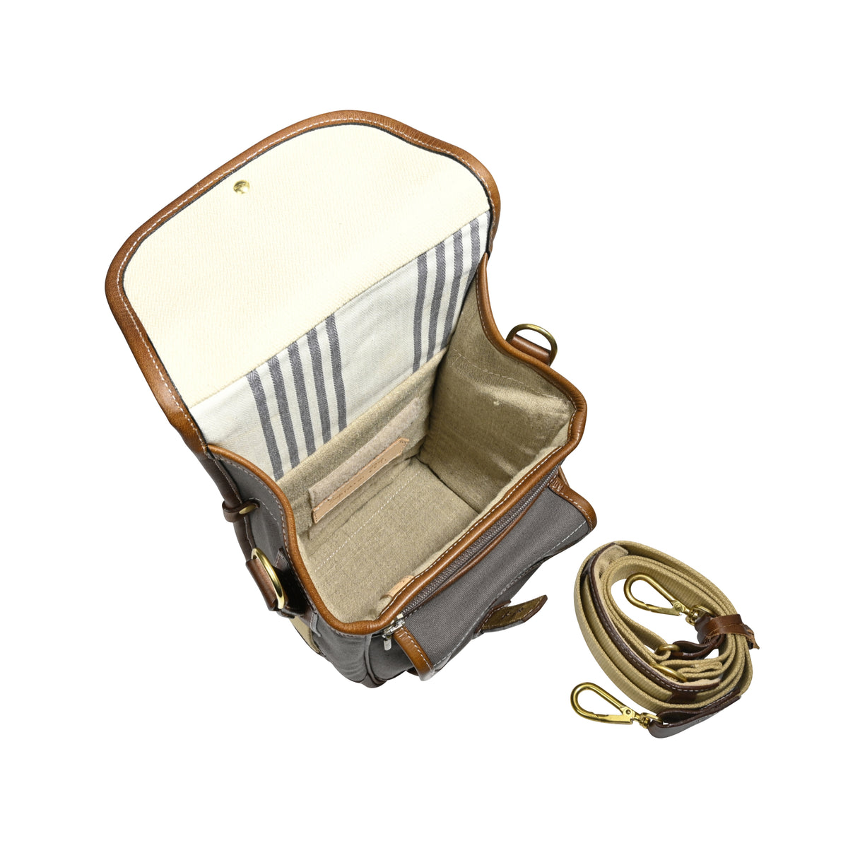 Fogg Soprano Satchel Grey Fabric with Havana Leather