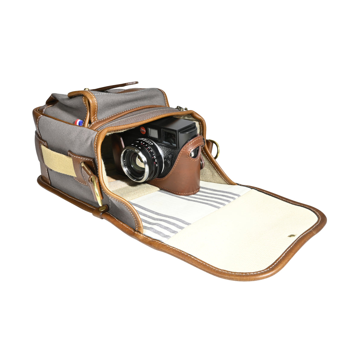 Fogg Soprano Satchel Grey Fabric with Havana Leather