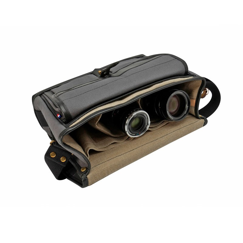 Sacoche Fogg Last Waltz en tissu gris et cuir noir