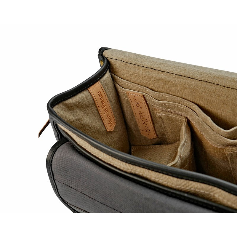 Fogg Last Waltz Satchel Grey Fabric with Black Leather