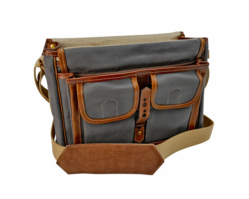 Fogg Last Waltz Satchel Grey Fabric with Havana Leather