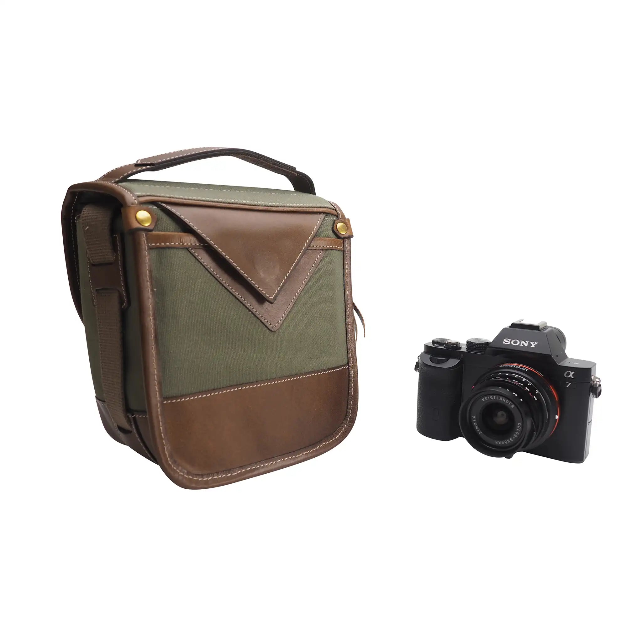 Fogg Soprano Satchel Green Fabric with Havana Leather