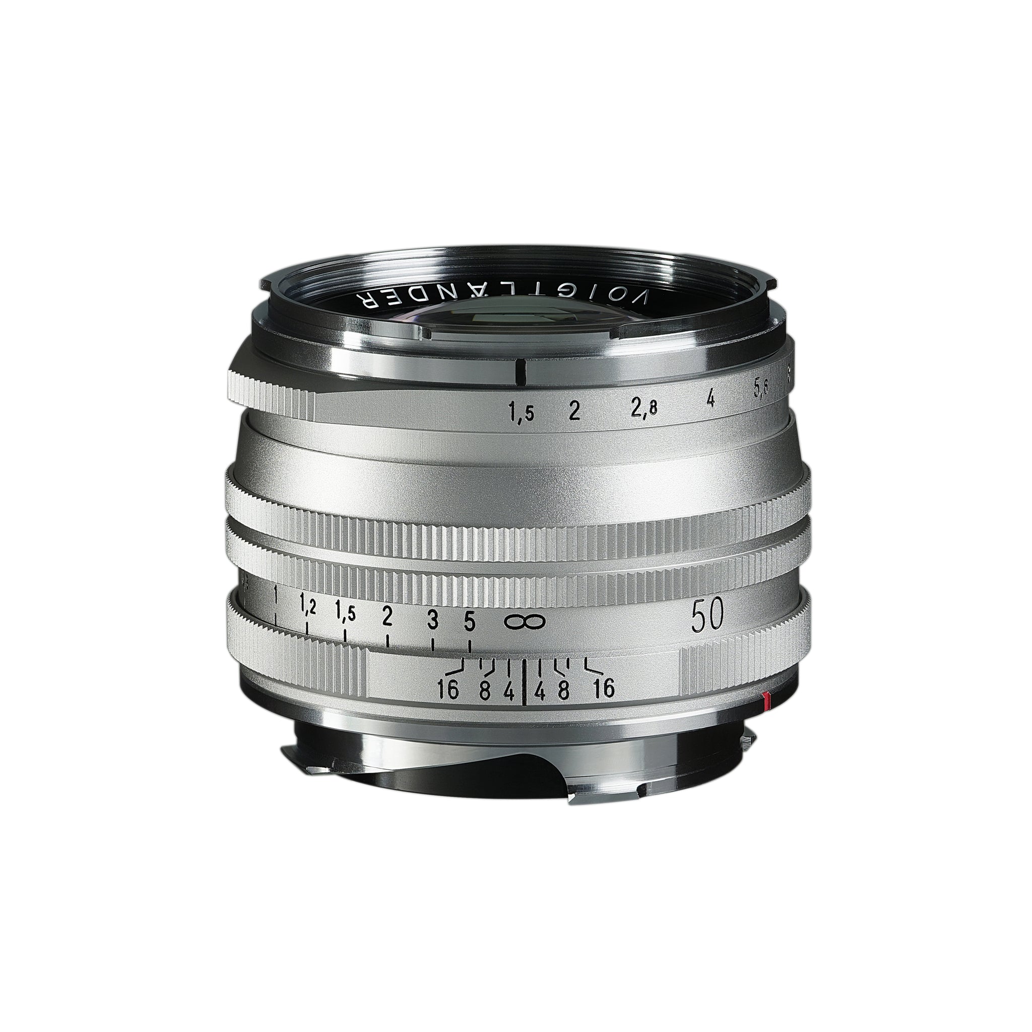 Voigtlander 50mm f1.5 II VM ASPH Vintage Line Nokton Silver MC Lens