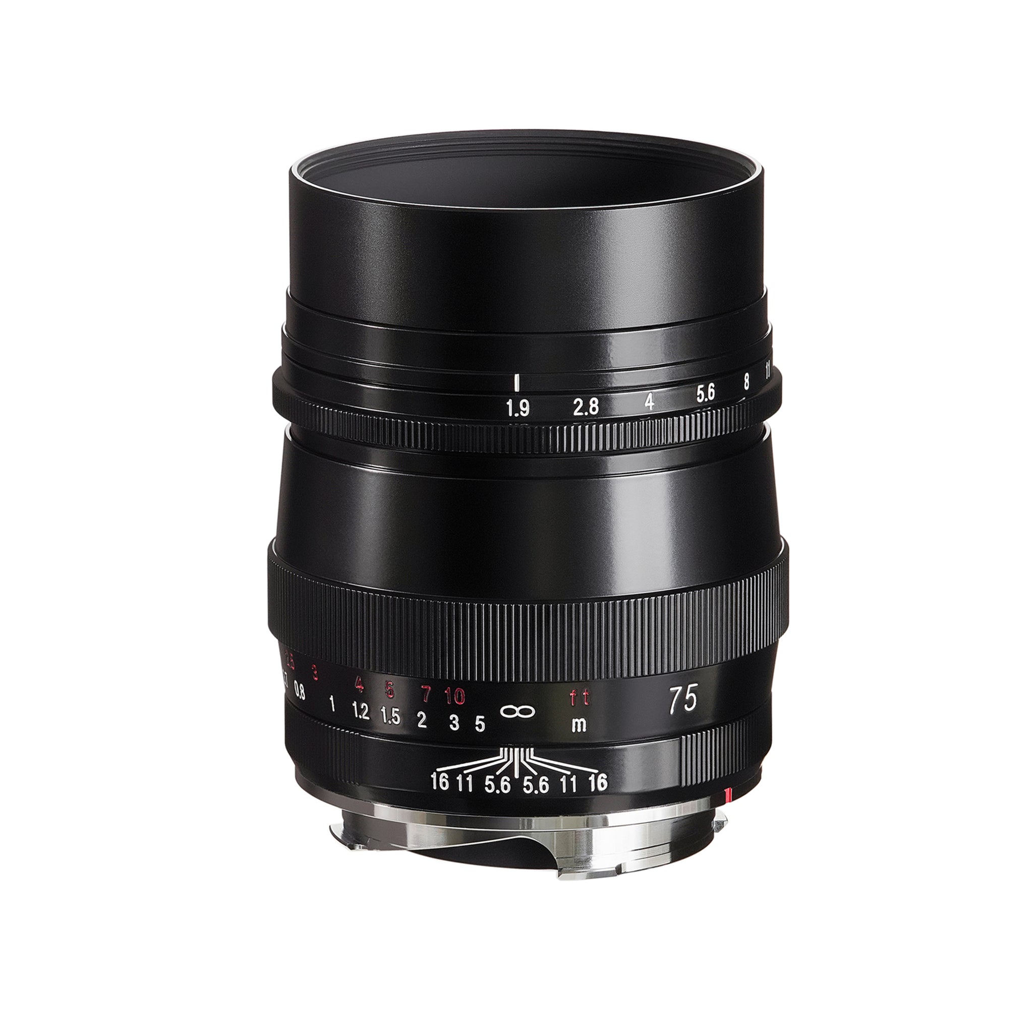 Voigtlander 75mm f1.9 Ultron VM SC Black Lens