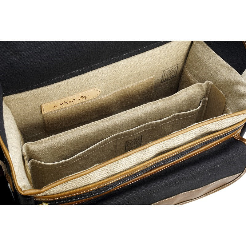 Bolso Satchel Fogg en Si Menor Tela Negra con Piel Habana