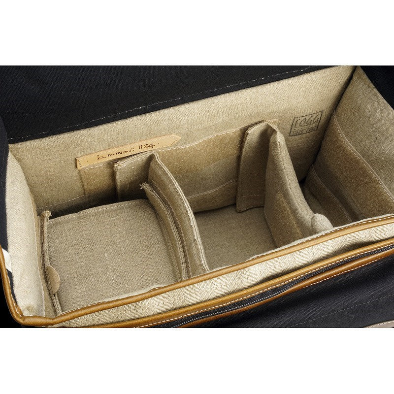 Bolso Satchel Fogg en Si Menor Tela Negra con Piel Habana