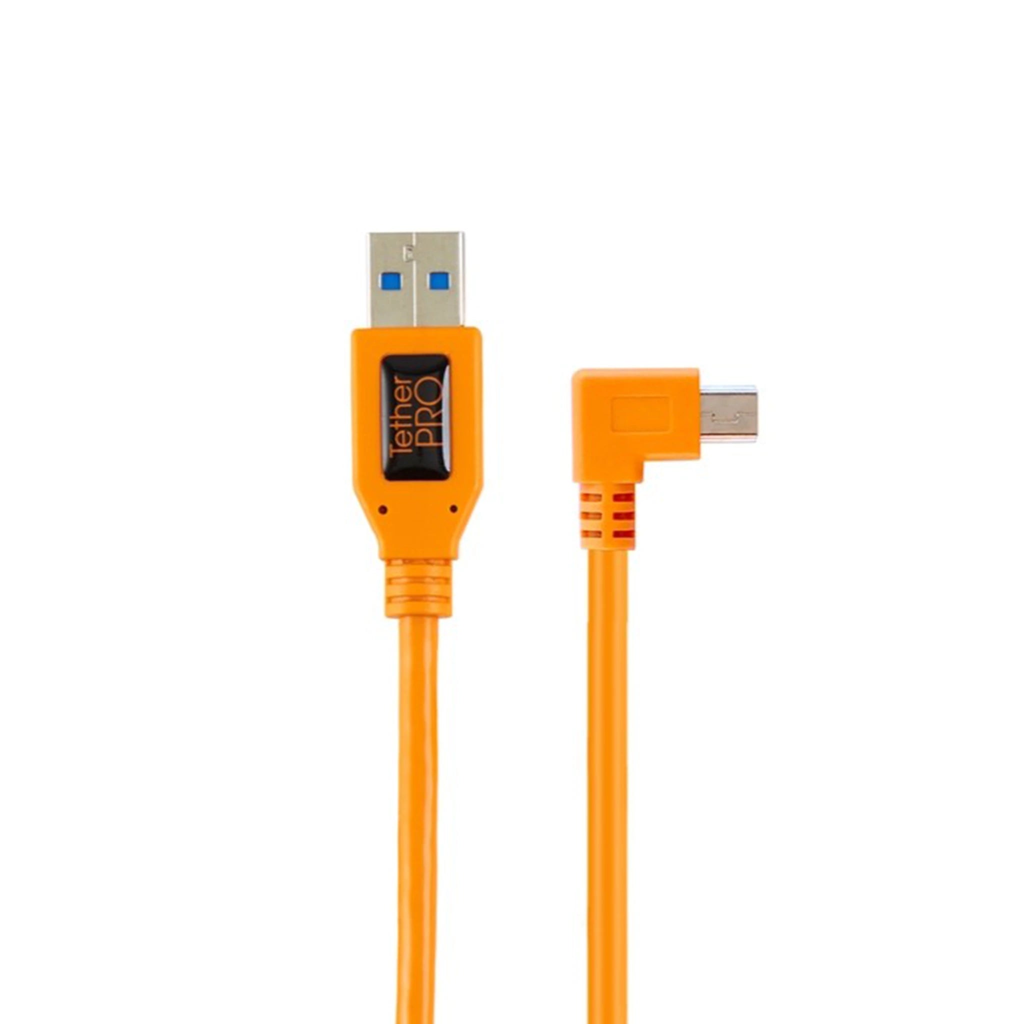 TetherTools CU51RT02-ORG TetherPro USB 2.0 to Mini-B 5-pin Right Angle Adapter "Pigtail", 20" (50cm), High-Visibilty Orange