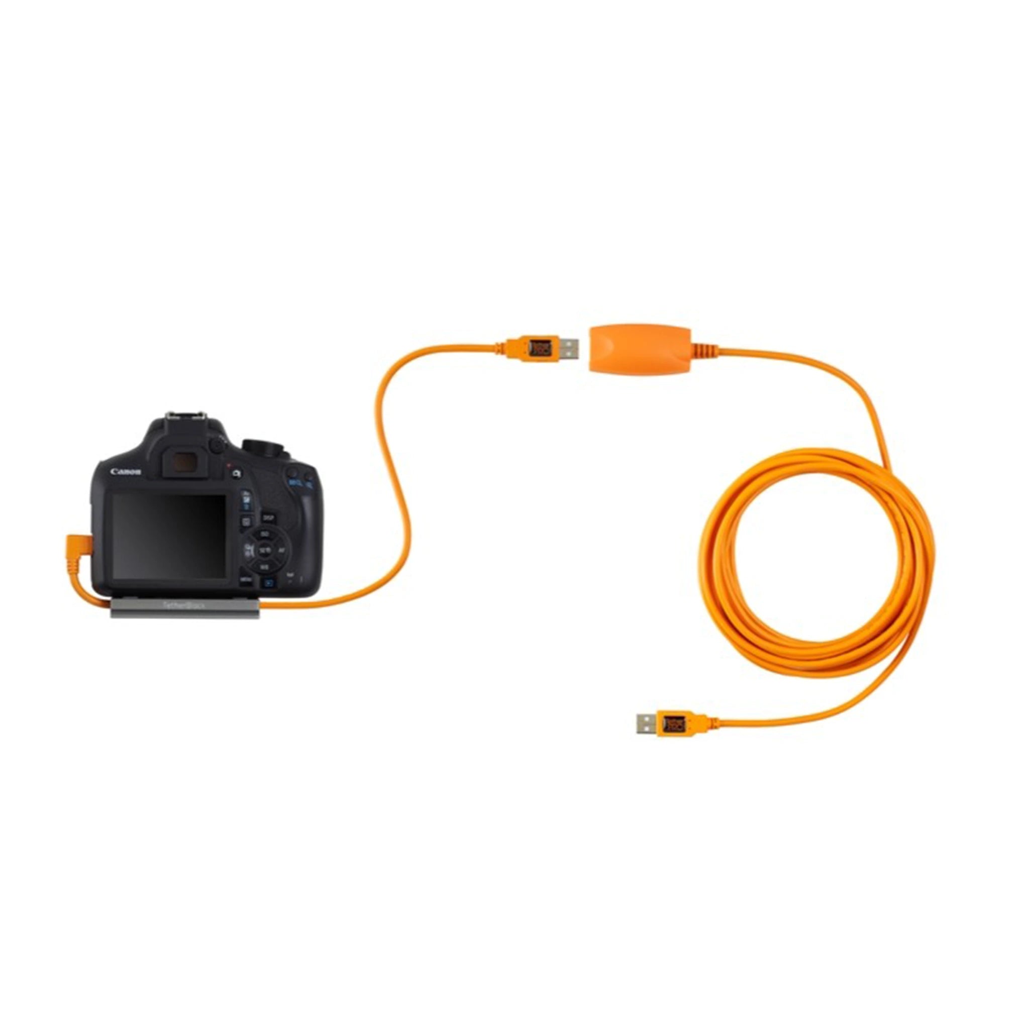 TetherTools CU51RT02-ORG TetherPro USB 2.0 to Mini-B 5-pin Right Angle Adapter "Pigtail", 20" (50cm), High-Visibilty Orange