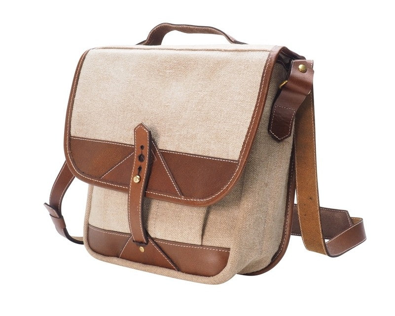 Fogg Can-Can Satchel Grey Fabric with Havana Leather