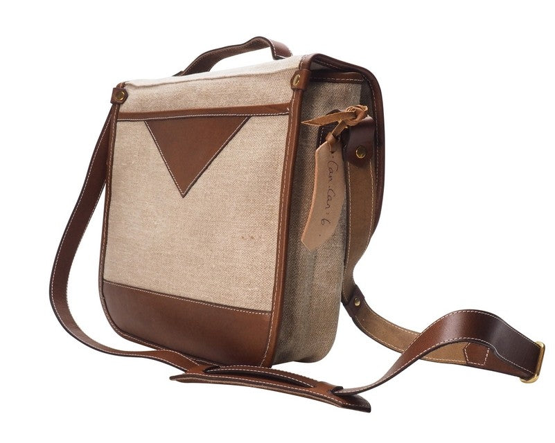 Fogg Can-Can Satchel Grey Fabric with Havana Leather