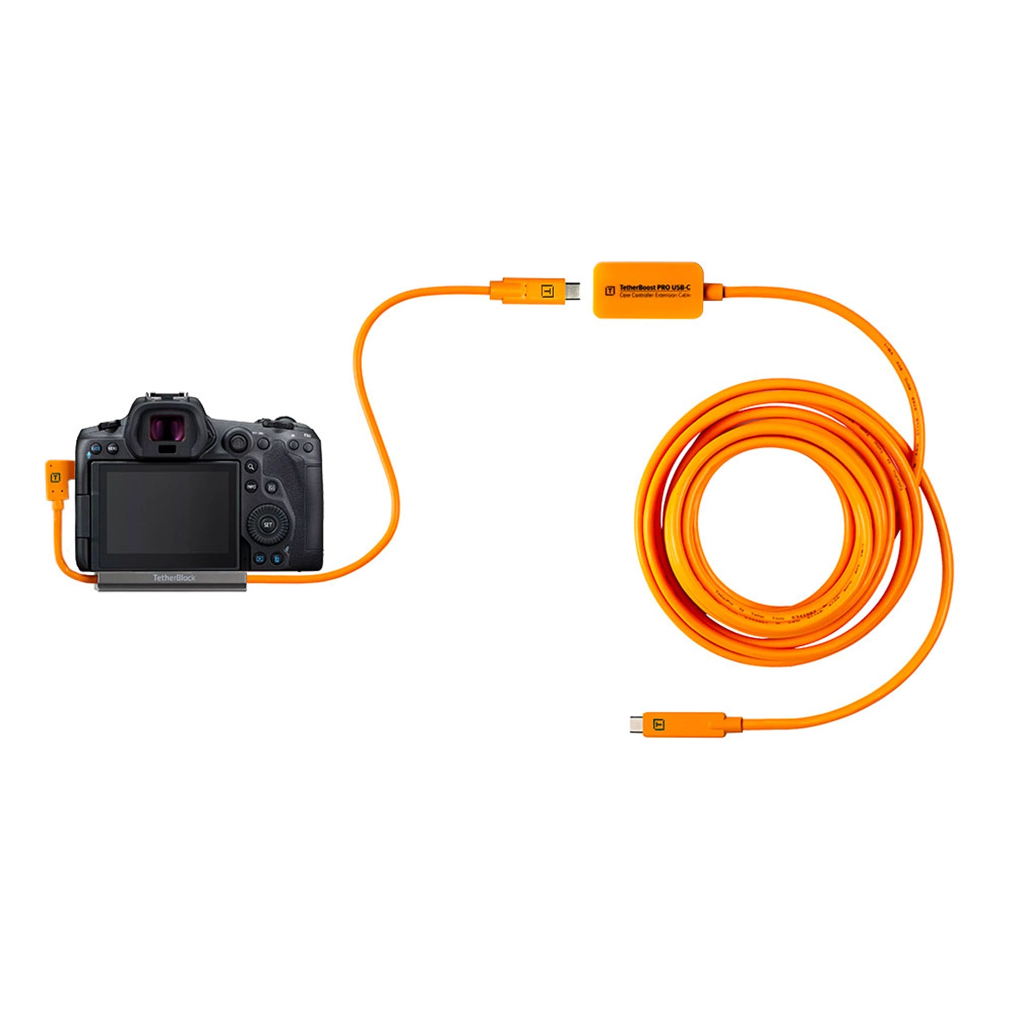 TetherTools CUCRT02-ORG TetherPro USB 3.0 vers USB-C Câble adaptateur à angle droit « Pigtail », 20" (50 cm), Orange haute visibilité