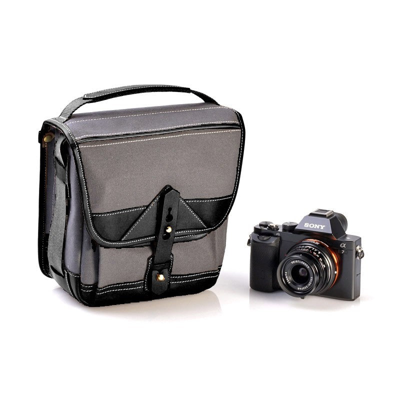 Fogg Lyre Satchel Grey Fabric with Black Leather