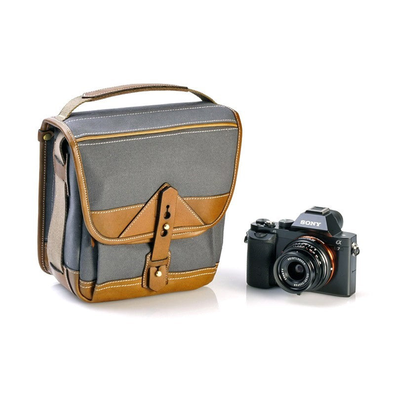 Fogg Lyre Satchel Grey Fabric with Havana Leather