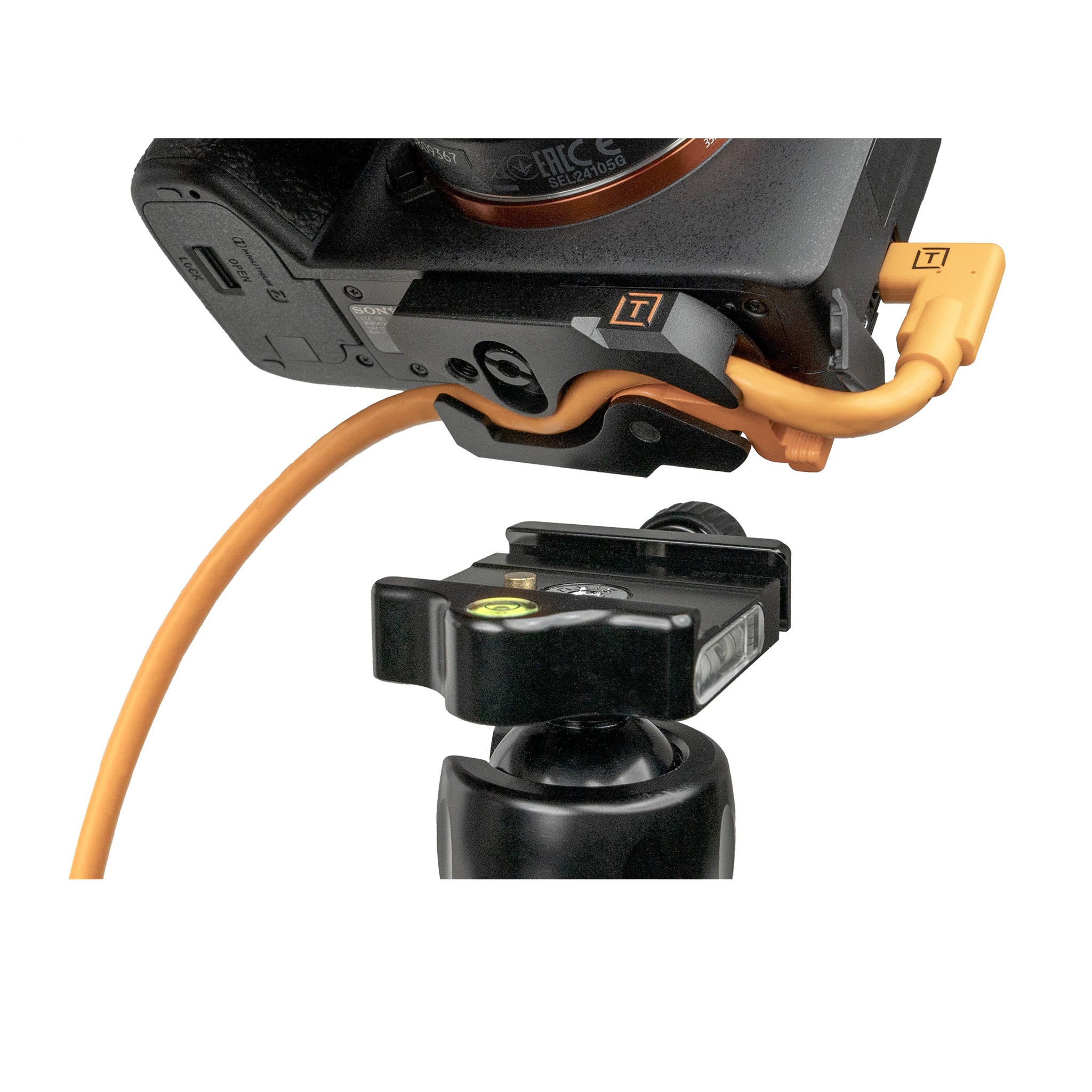 Tether Tools TetherGuard LeverLock & Cable Kit, USB-C to USB-C, 15' (4.6m), Right to Right, High Visibility Orange