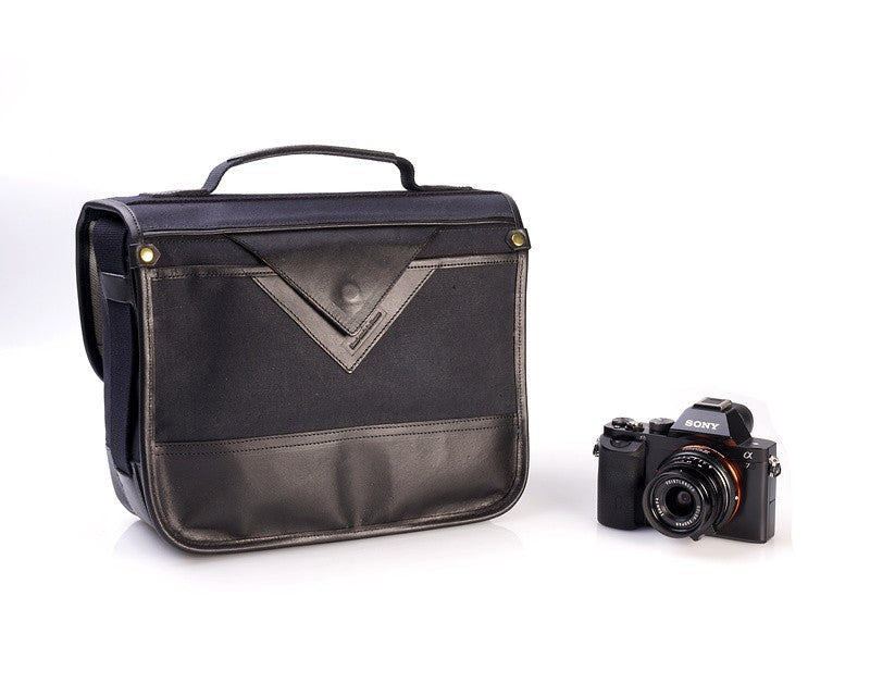 Fogg B-Sharp Satchel Black Fabric with Black Leather