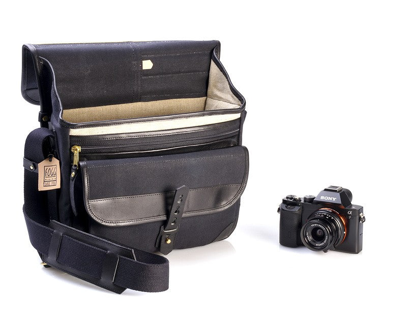 Fogg B-Sharp Satchel Black Fabric with Black Leather