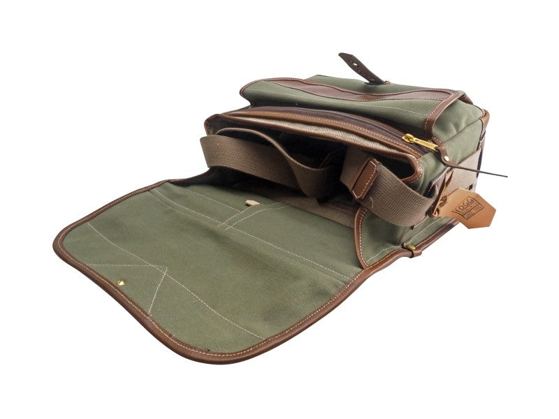 Fogg B-Sharp Satchel Green Fabric with Havana Leather