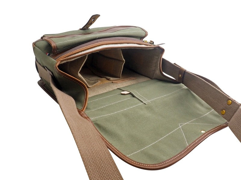 Fogg B-Sharp Satchel Green Fabric with Havana Leather