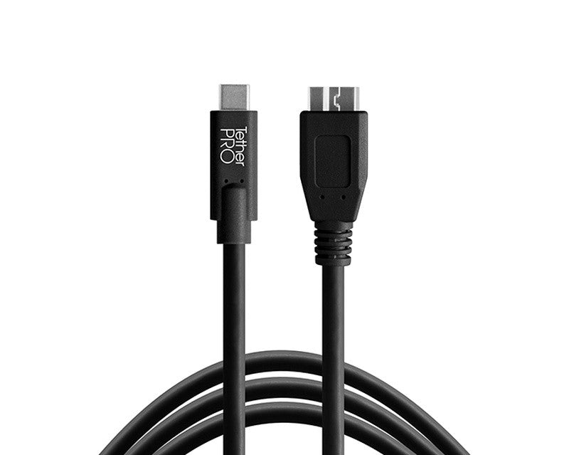 TetherTools CUC3315-BLK TetherPro USB-C to 3.0 Micro-B, 15' (4.6m) Black Cable