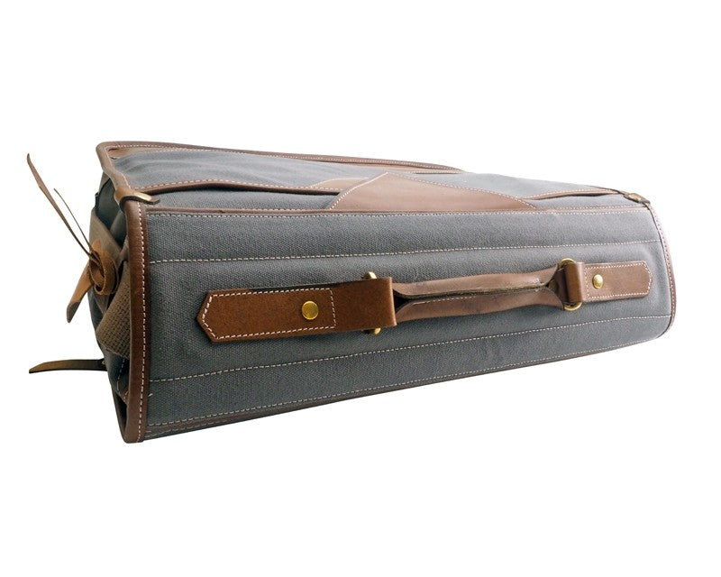 Fogg E-Flat Satchel Grey Fabric with Havana Leather