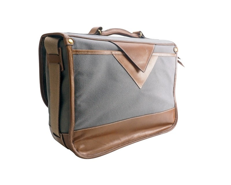 Fogg E-Flat Satchel Grey Fabric with Havana Leather