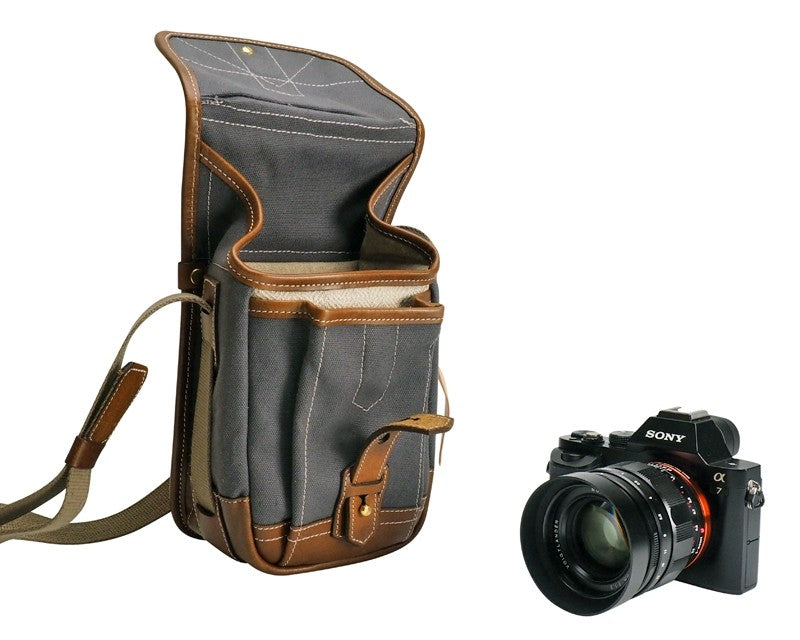 Funda Fogg Flute M9 Tela Gris con Piel Habana