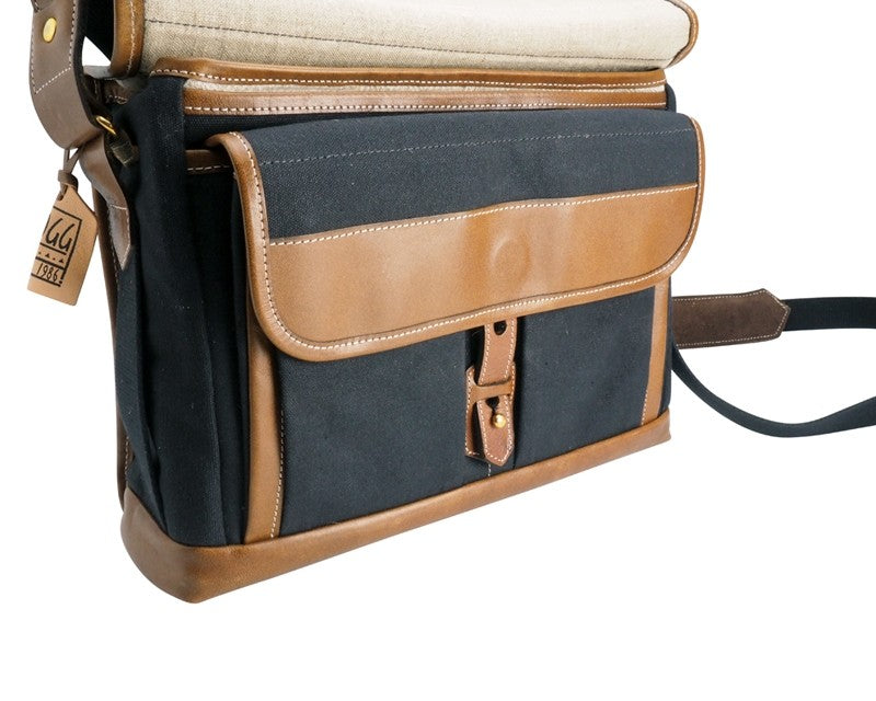 Sacoche Fogg Last Waltz Tissu Noir et Cuir Havane