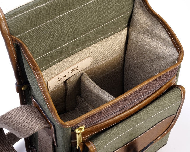 Fogg Lyre Satchel Green Fabric with Havana Leather